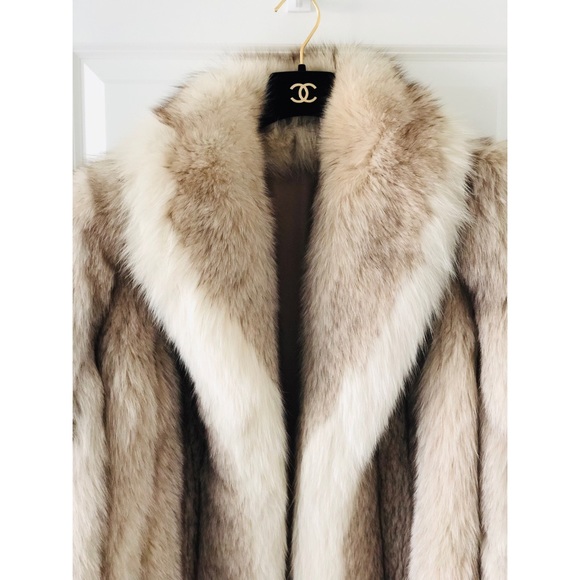 Authentic Fox Fur Stunning White & Tan Coat - Picture 5 of 6